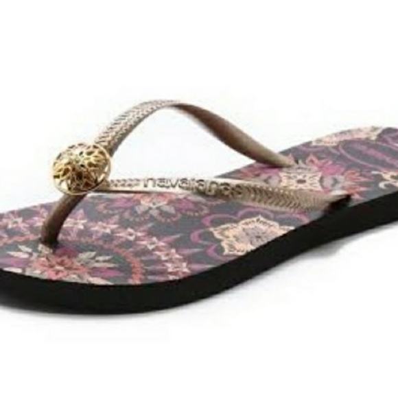 SOLD Havaianas Slim Bejeweled Mandala Flip Flops - Picture 1 of 5